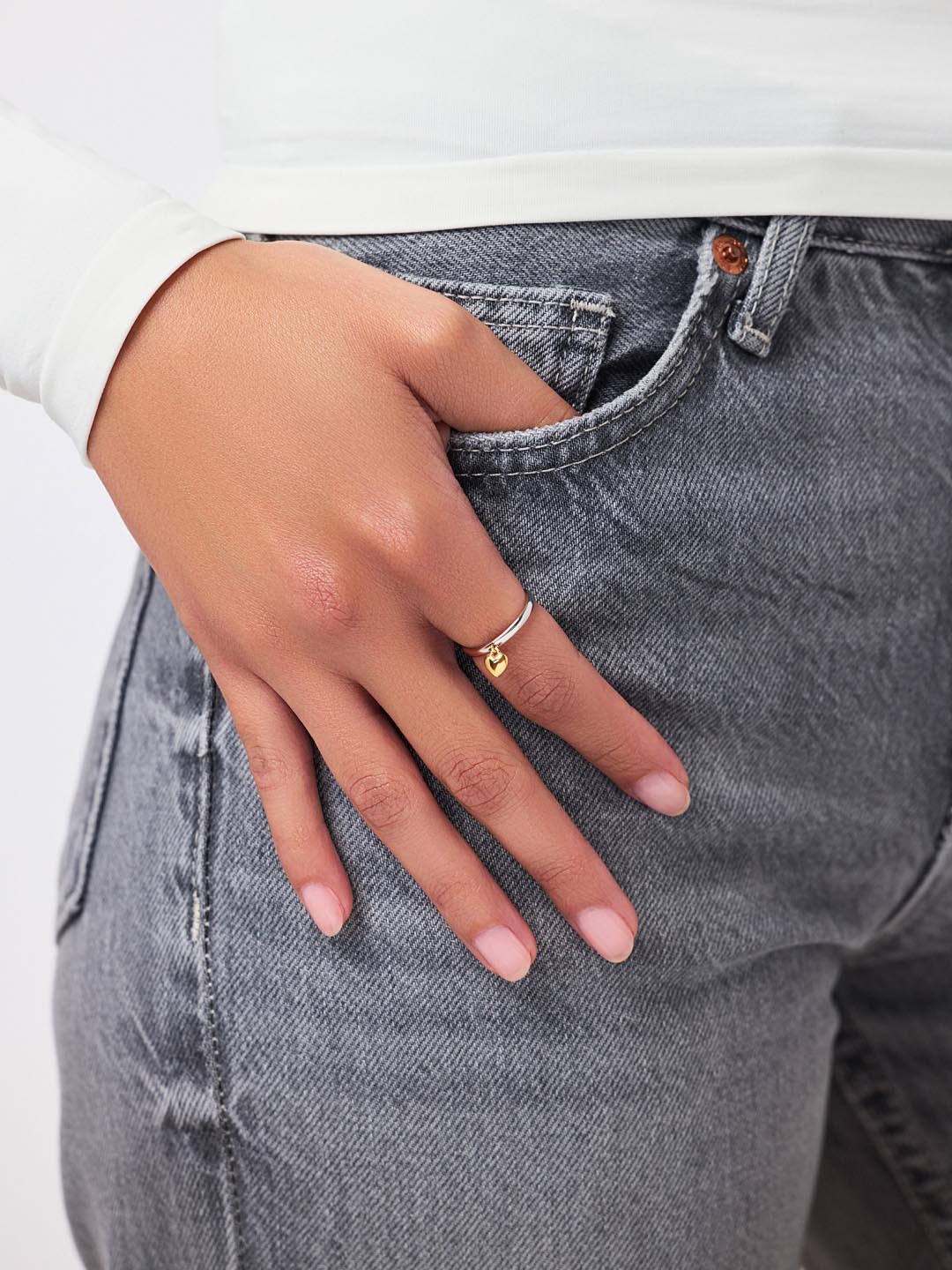 Leia Two Tone Heart Ring