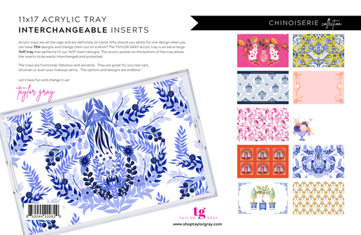 11 x 17 Chinoiserie Acrylic Insert Set of 10