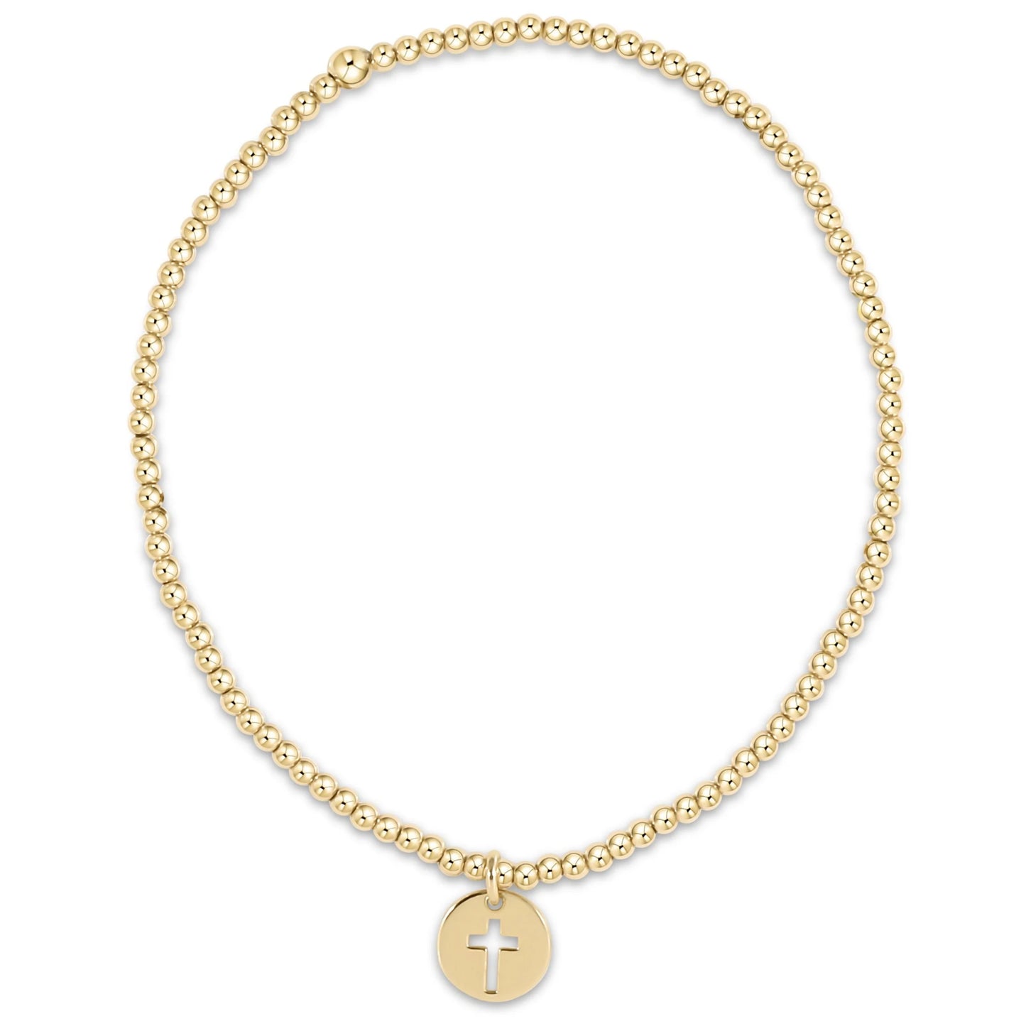 Classic Gold 2mm Bead Bracelet- Blessed Small Gold Disc