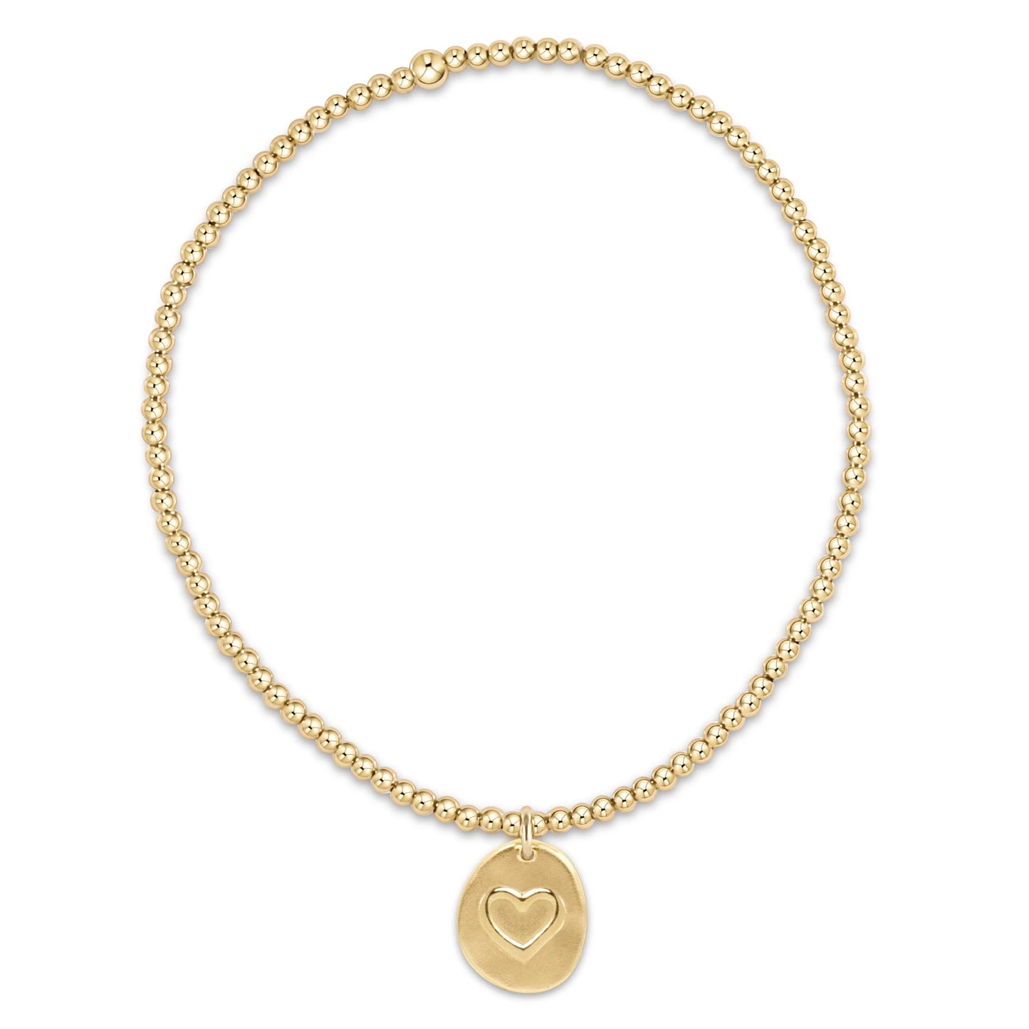 Classic Gold 2mm Bead Bracelet- be you. Small Gold Word Disc