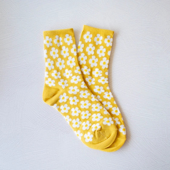 Full of Daisy Casual Socks: Mustard