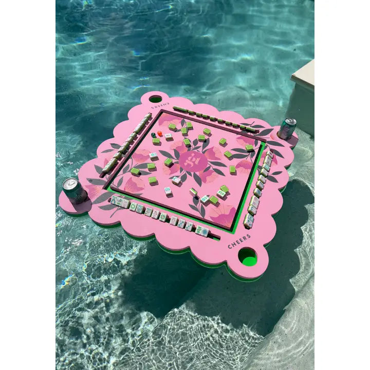 Floating Mahjong Tile Mat in Floral Pink