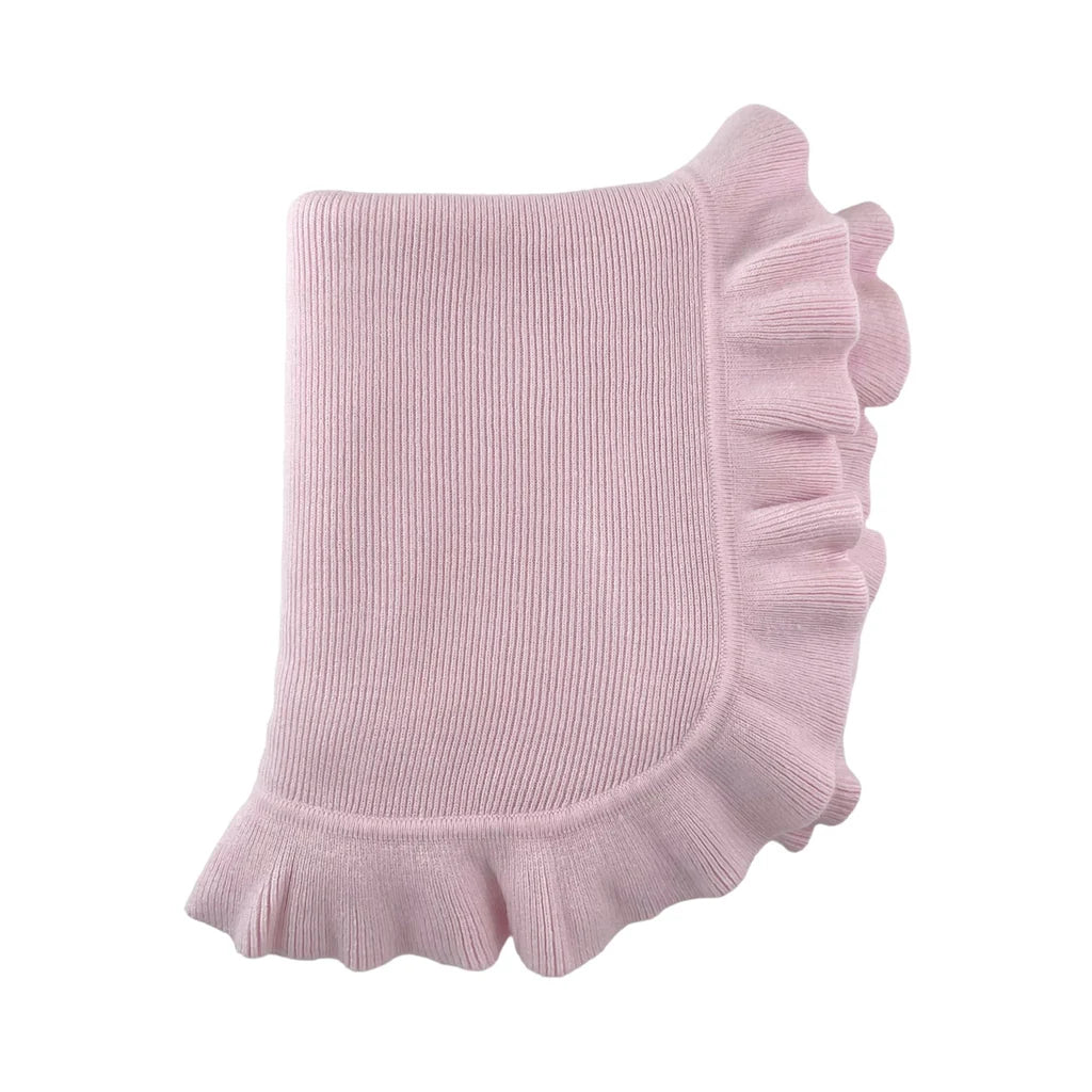 Cashmere-Like Acrylic Jersey Knit Ruffle Blanket, Pink, 30" x 40"