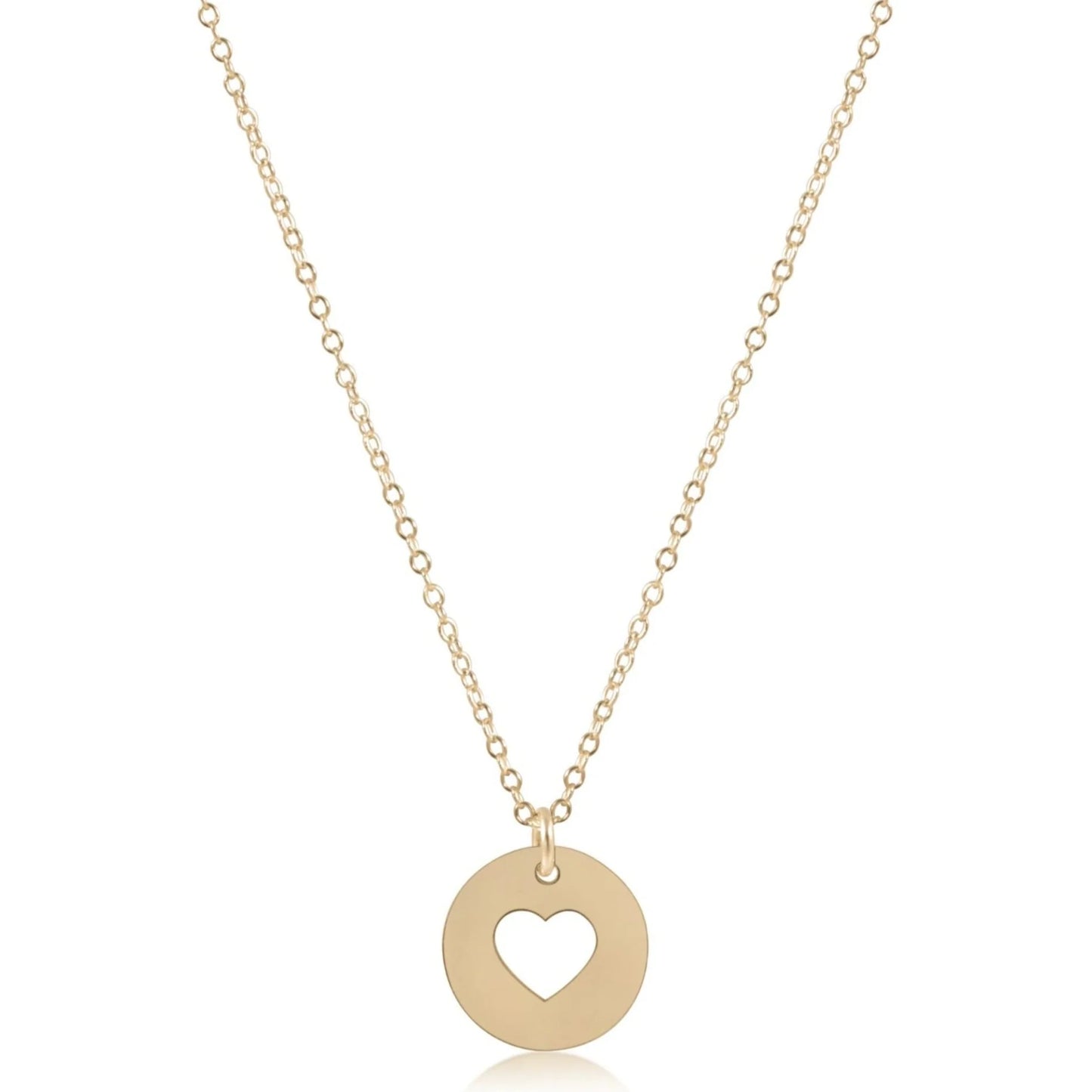 16" necklace gold - love gold disc
