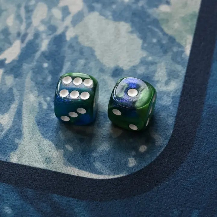 Mahjong Dice (Pair of 2): Green & Blue