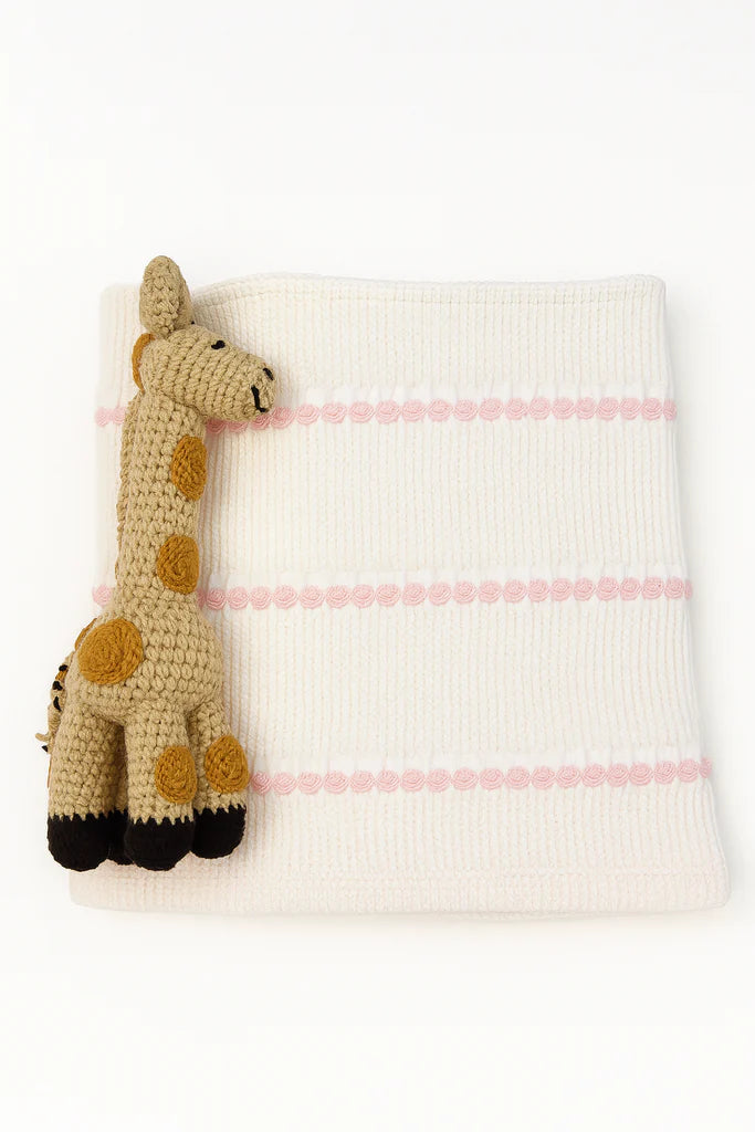 Pucker Texture with Pink and White Stripe Blanket