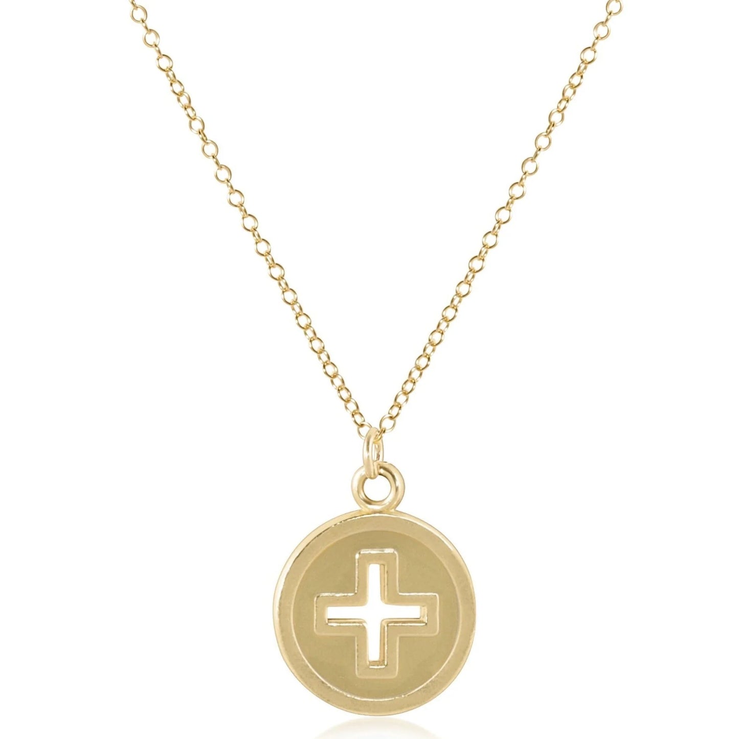 16" necklace gold - signature cross gold disc