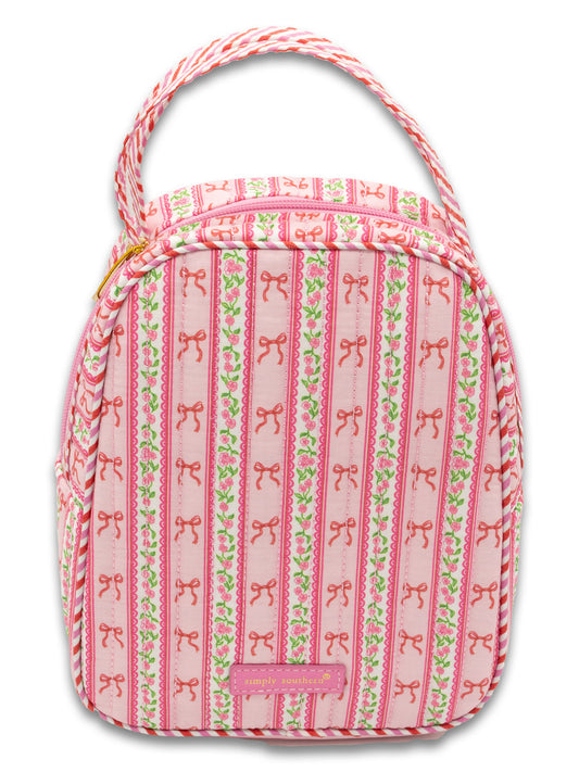 Quilted Lunch bag- Blush/Bows