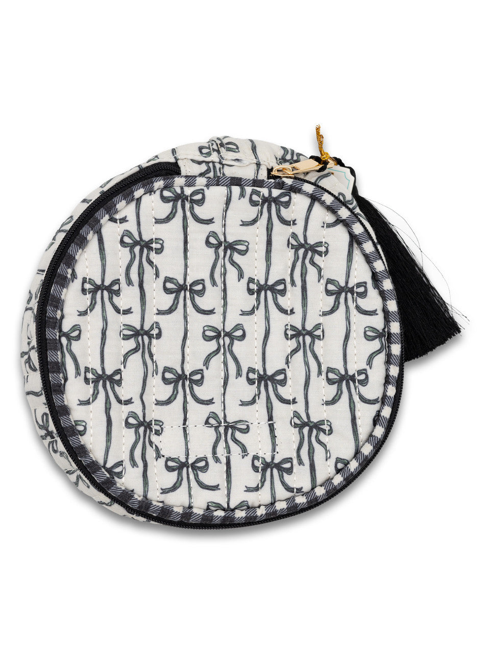 Quilted Tassel Bag- Black Bows