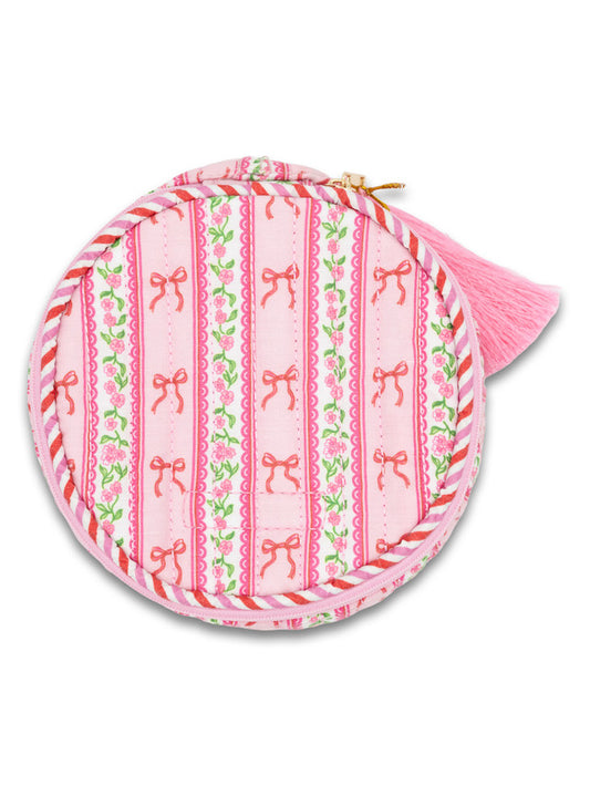 Quilted Tassel Bag- Pink Bows