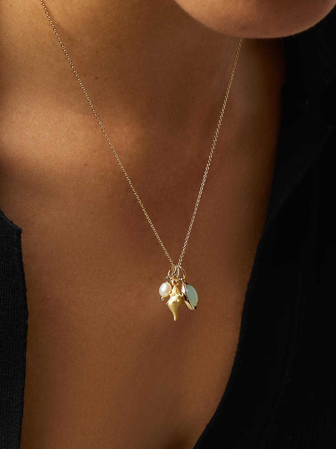 Ocean Gold Charm Necklace
