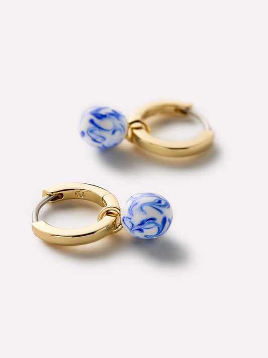 Lainey Marble Blue Gold Drop Earrings