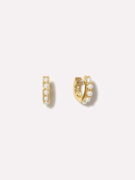 Ashley Pearl Huggie Hoop Earrings