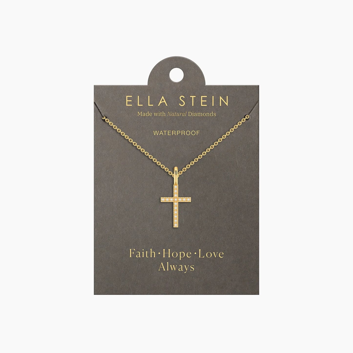 Waterproof Gold Believe Cross Pendant Necklace