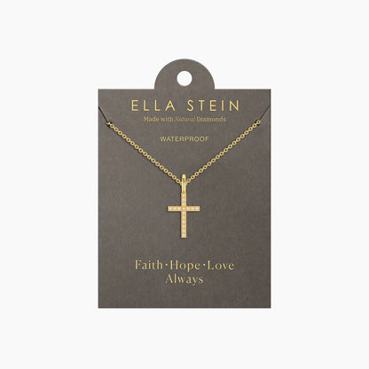 Waterproof Gold Believe Cross Pendant Necklace