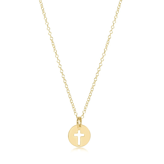 16" necklace gold - blessed small gold disc