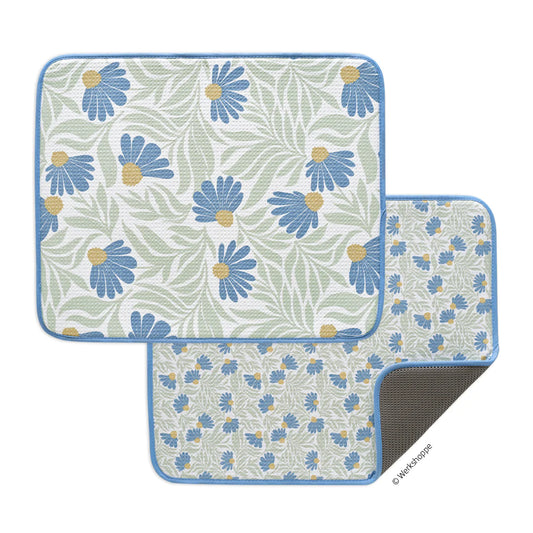 Blue Coneflower Microfiber Dish Drying Mats