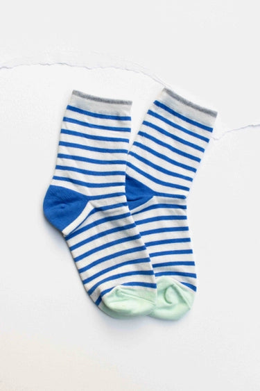 Classic Stripe Cotton Socks: Blue