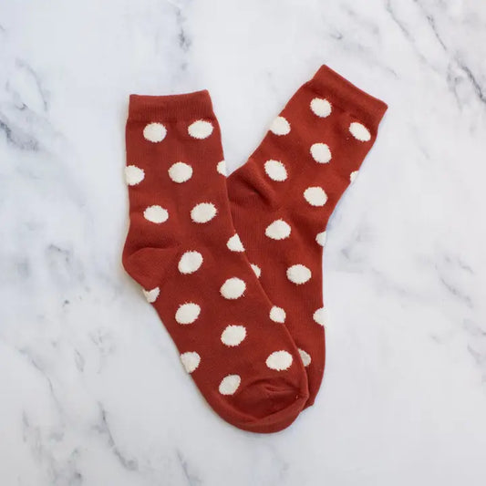 Women's Polka Dots Puff Casual Socks: Brick