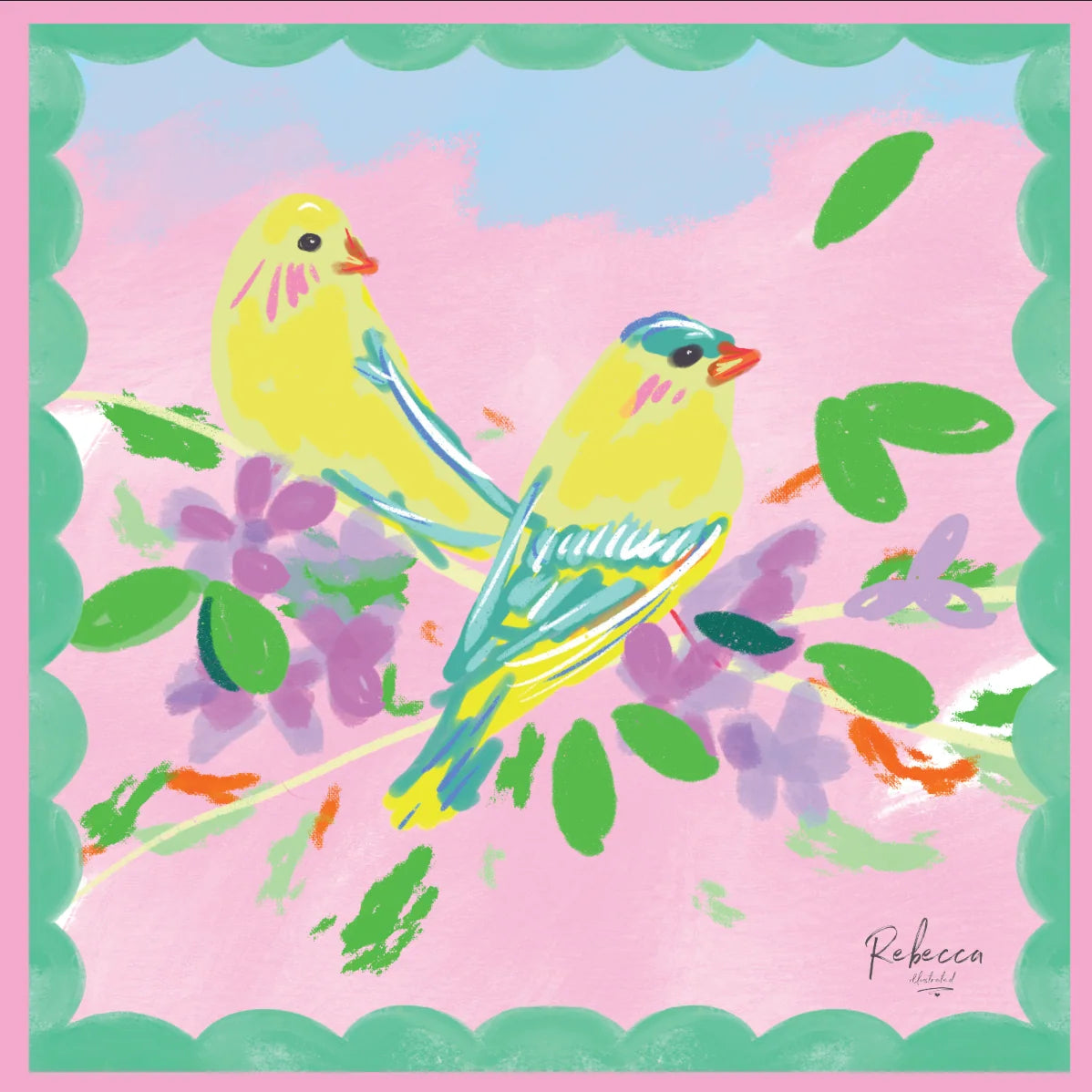 Rebecca Illustrated- Canaries Mahjong Mat