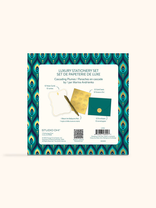 Cascading Plumes Luxury Stationary Set