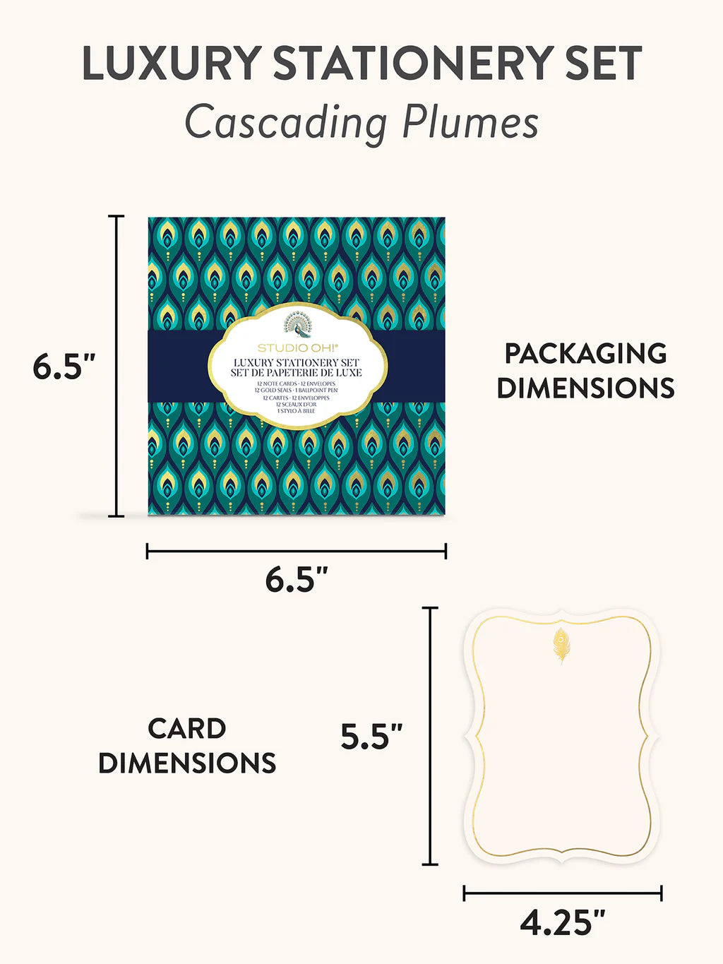 Cascading Plumes Luxury Stationary Set