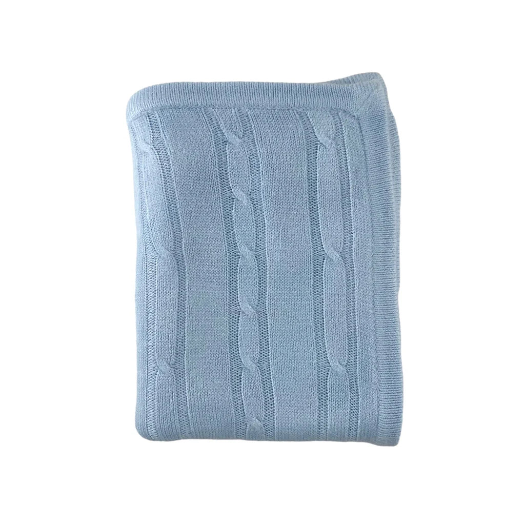 Cashmere-Like Acrylic Cable Knit Blanket, Blue, 30" x 40"