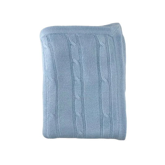 Cashmere-Like Acrylic Cable Knit Blanket, Blue, 30" x 40"
