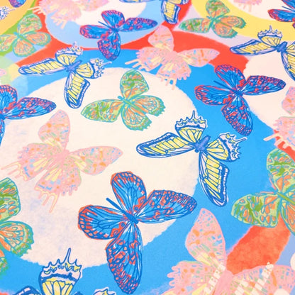 Chan Art -Blue Butterfly Dot Mahjong Mat