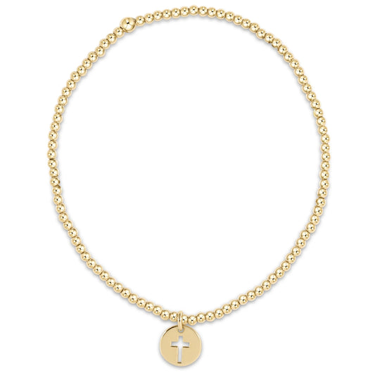 Classic Gold 2mm Bead Bracelet- Blessed Small Gold Disc