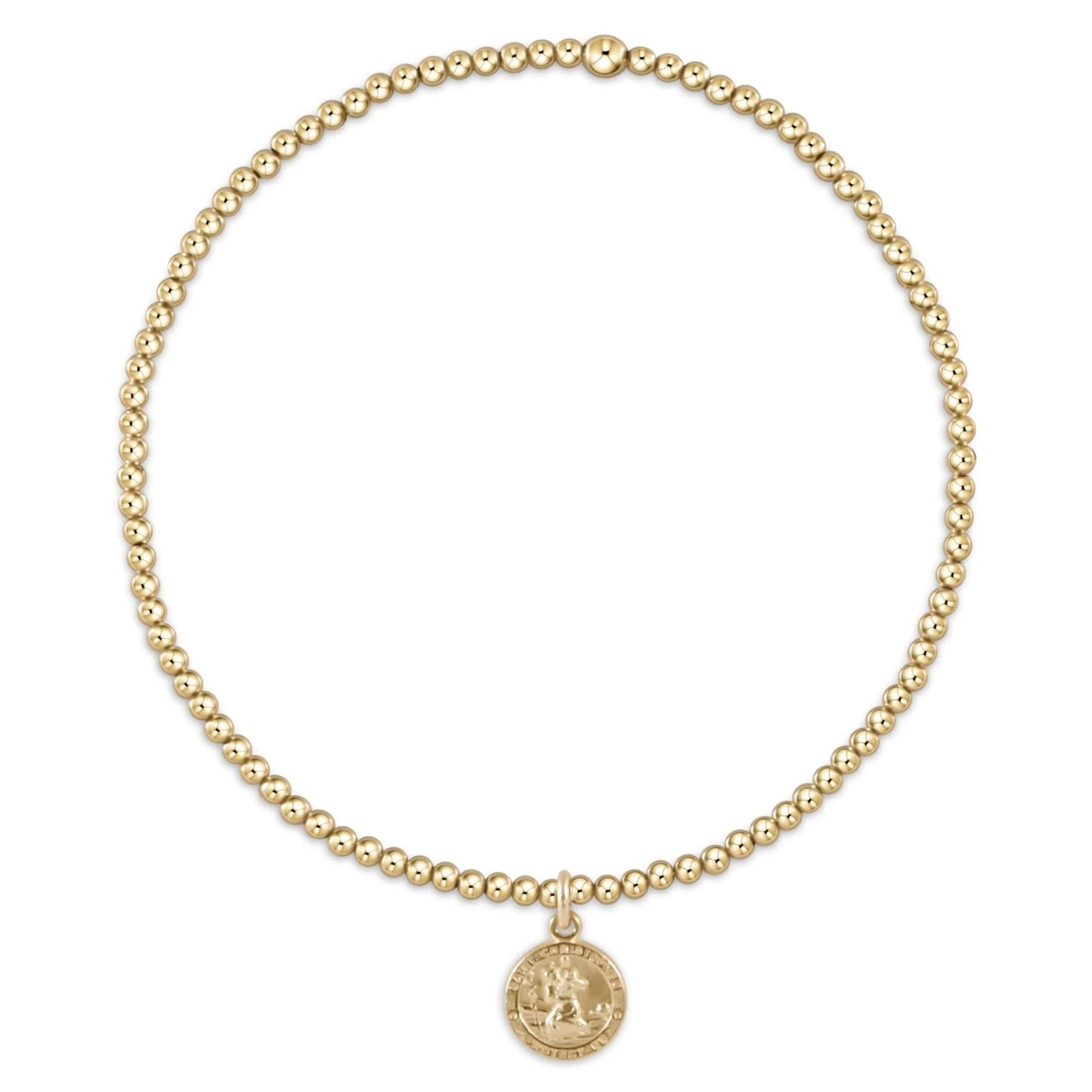 Classic Gold 2mm Bead Bracelet- Protection Small Gold Disc