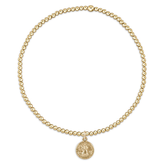 Classic Gold 2mm Bead Bracelet- Protection Small Gold Disc
