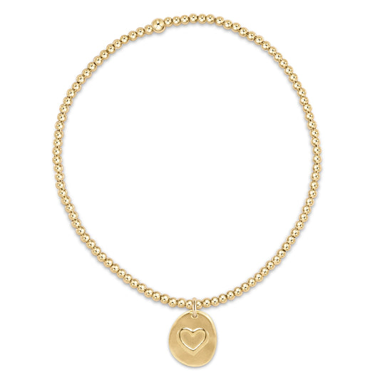 Classic Gold 2mm Bead Bracelet- be you. Small Gold Word Disc