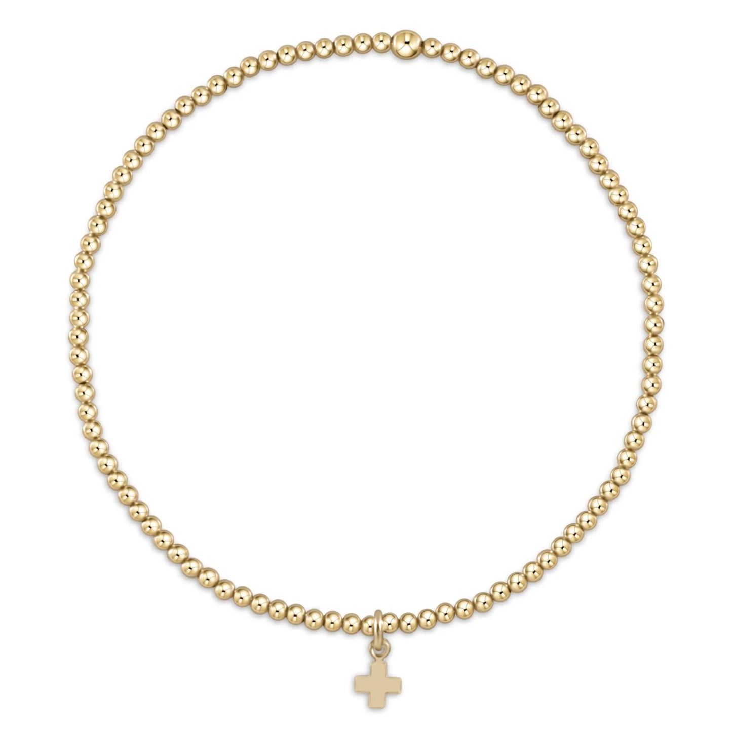 Classic Gold 2mm  Bracelet Signature Cross Small Gold Charm