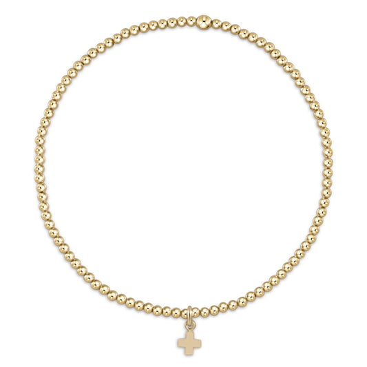Classic Gold 2mm  Bracelet Signature Cross Small Gold Charm