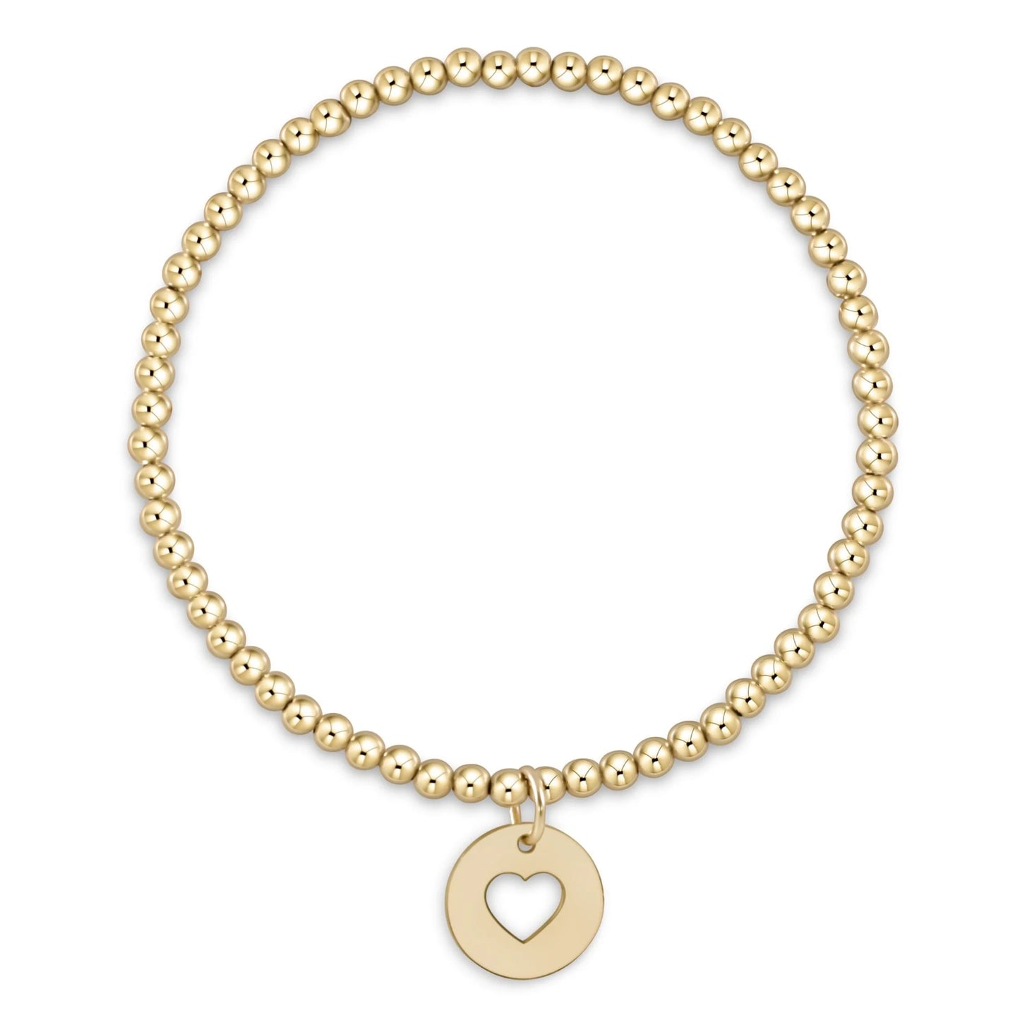 Classic Gold 3mm Bead Bracelet Love Gold Disc