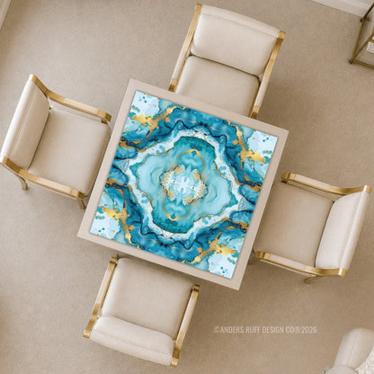 Anders Ruff Design- Coastal Aqua Marble Mahjong Mat