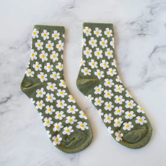 Full of Daisy Casual Socks: Olive