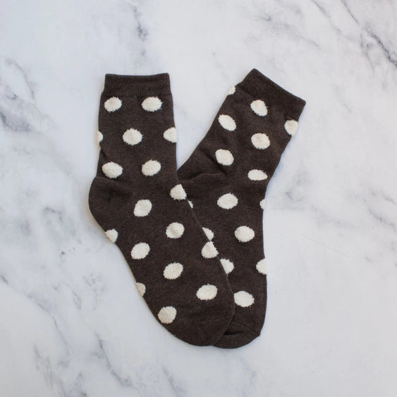 Women's Polka Dots Puff Casual Socks: Dark Brown