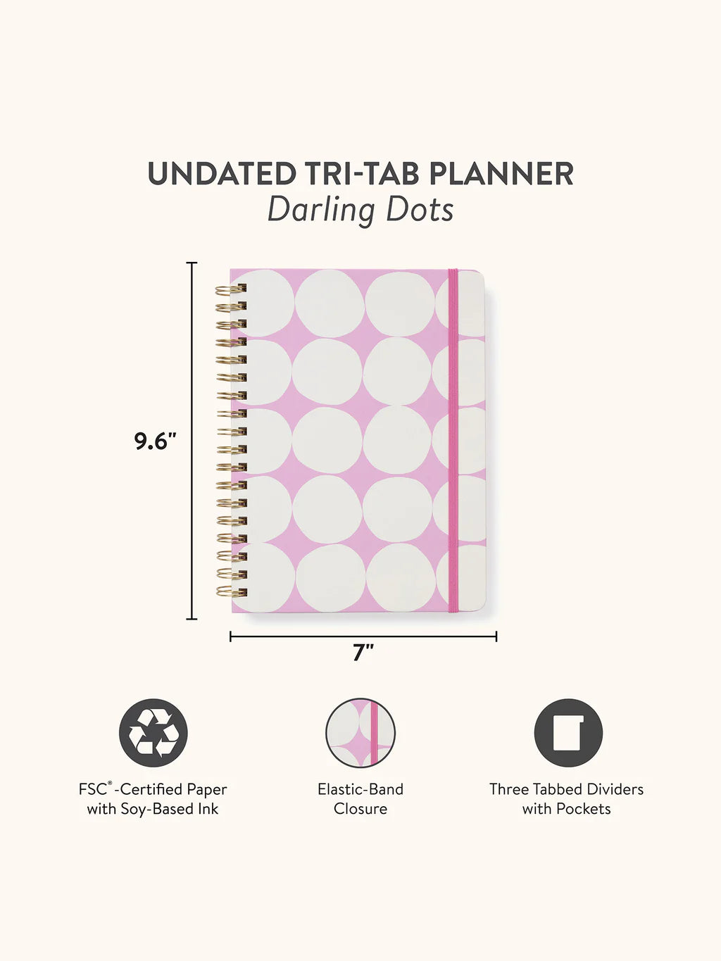 Darling Dots Undated Tri Tab Planner
