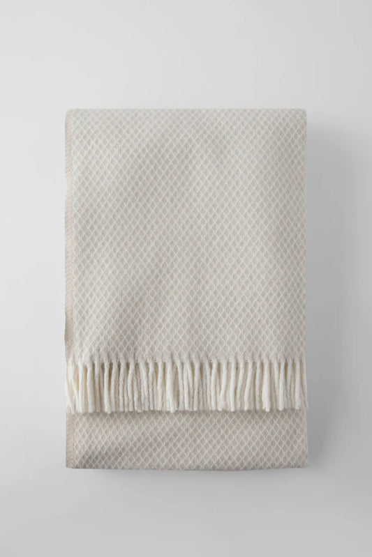 Diamond Lattice Fringed Throw- Linen