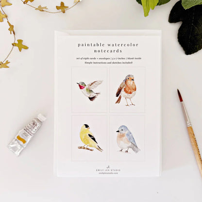 Emily Lex Paintable Watercolor Notecards- Backyard Birds