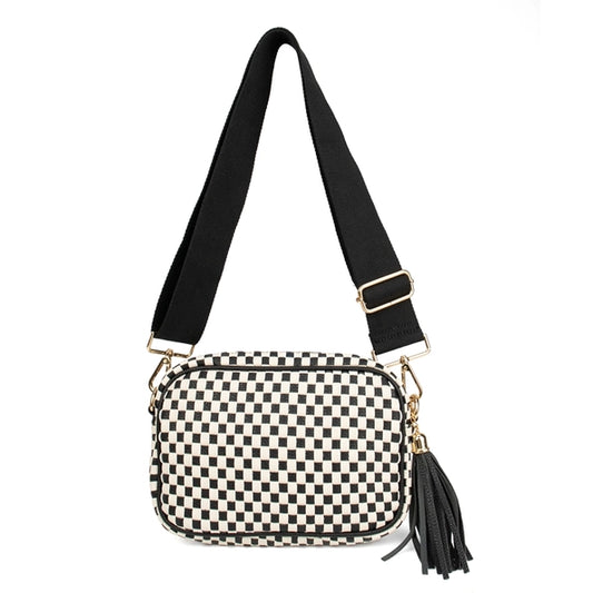 The Finley | Woven Camera Crossbody with Tassel