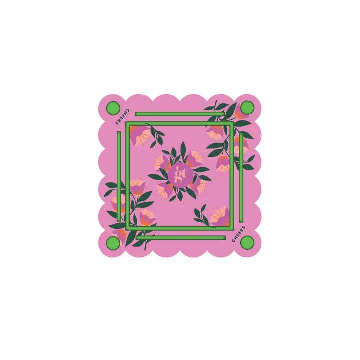 Floating Mahjong Tile Mat in Floral Pink