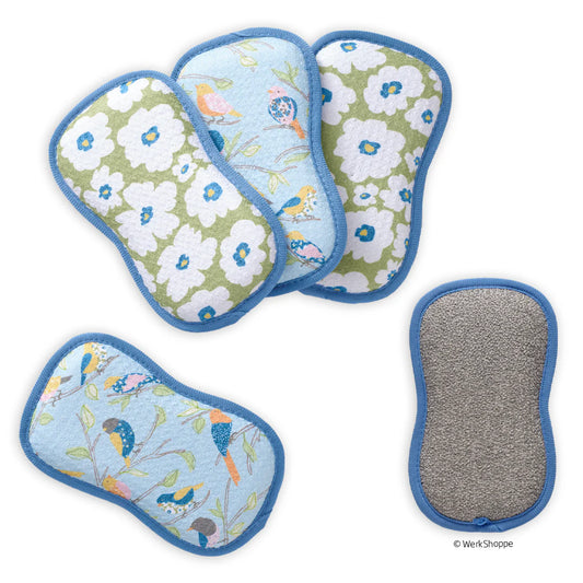 Floral Finch & Friends Microfiber Scrubbies