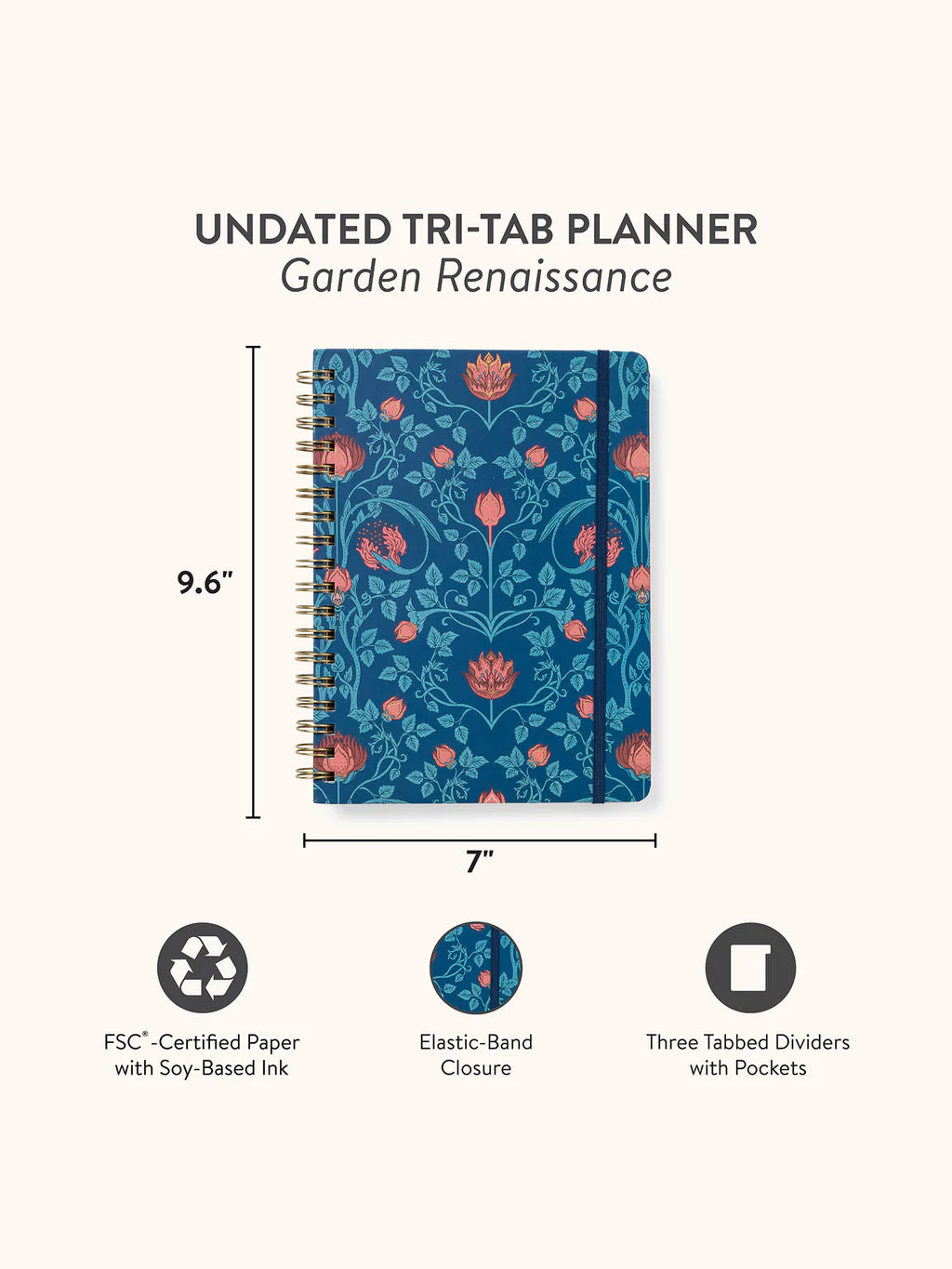 Garden Renaissance Undated Tri Tab Planner