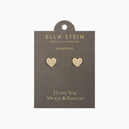 Waterproof Gold Dome Heart Stud Earrings