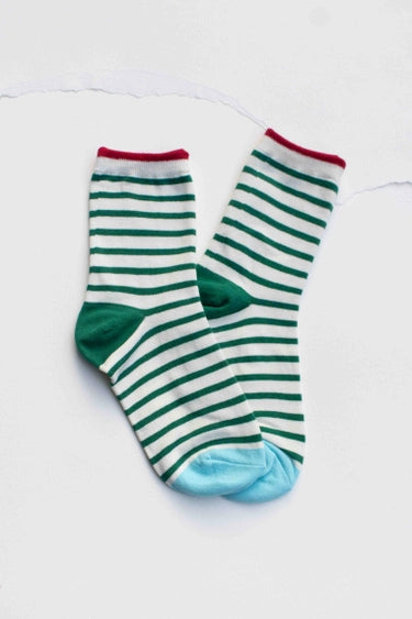 Classic Stripe Cotton Socks: Green