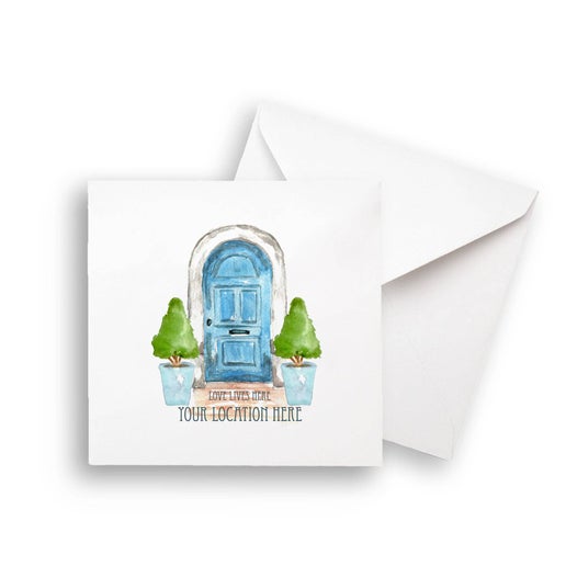 Blue Door with Topiaries Greenville Notecard