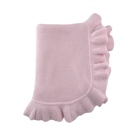 Cashmere-Like Acrylic Jersey Knit Ruffle Blanket, Pink, 30" x 40"